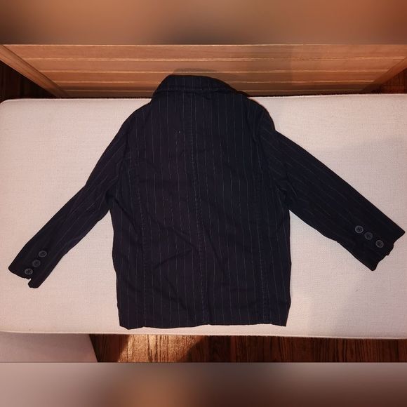 Oshkosh B'gosh Pinstripe Navy Blue Blazer Toddler Boy Size 18 Month - Picture 2 of 4